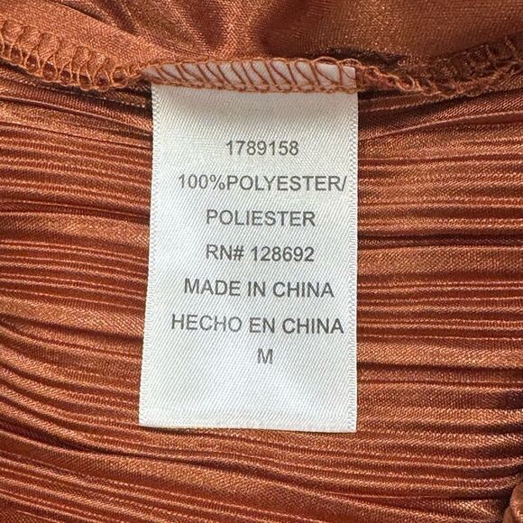 Steve Madden Addy Plisse Pleated Wide Leg Pants. Orange - Picture 8 of 9